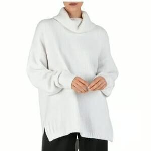 ATM Anthony Thomas Melillo Chenille Turtleneck Sweater Chalk White Size S